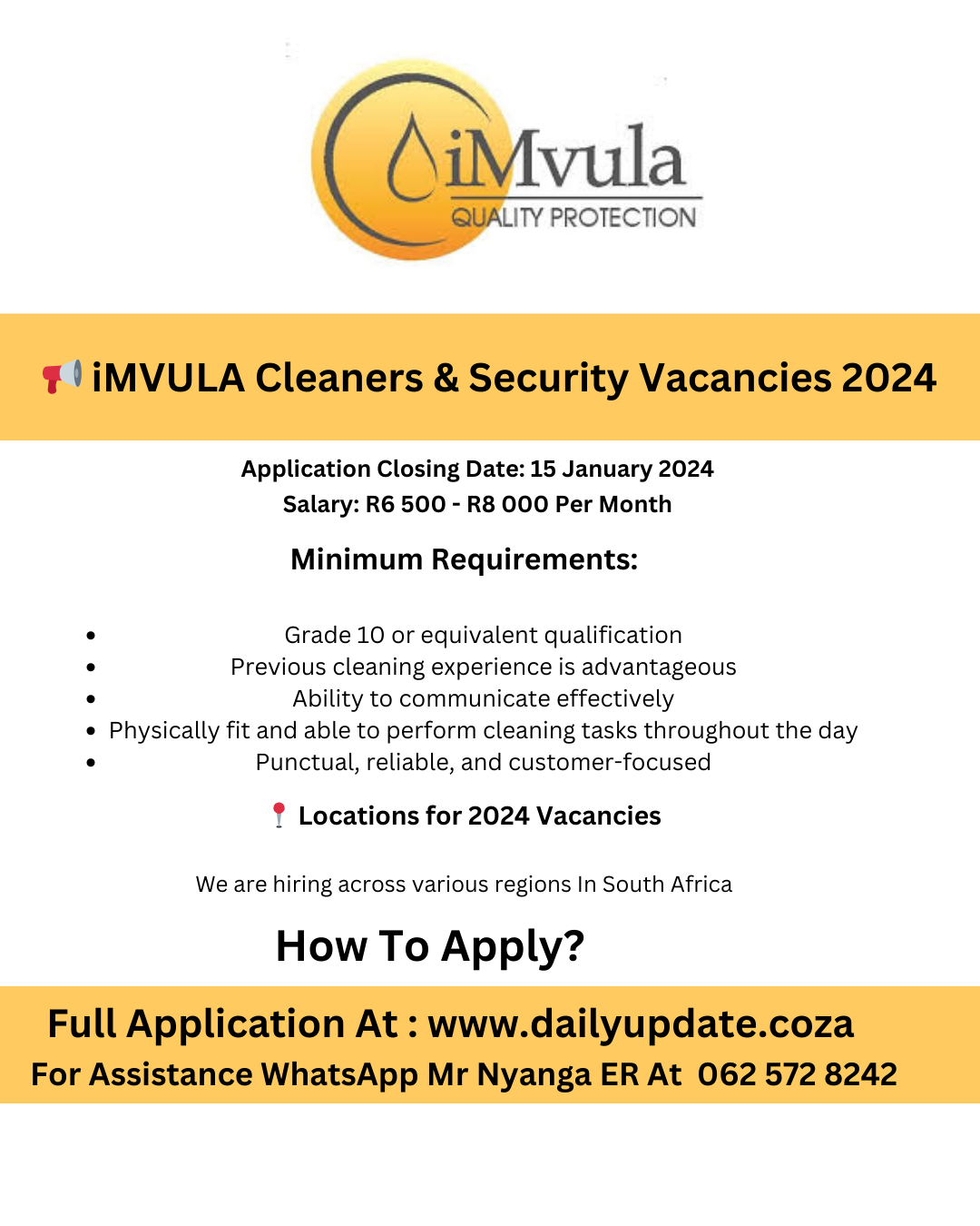 iMVULA Cleaners & Security Vacancies 2024: Join Our Team Today!