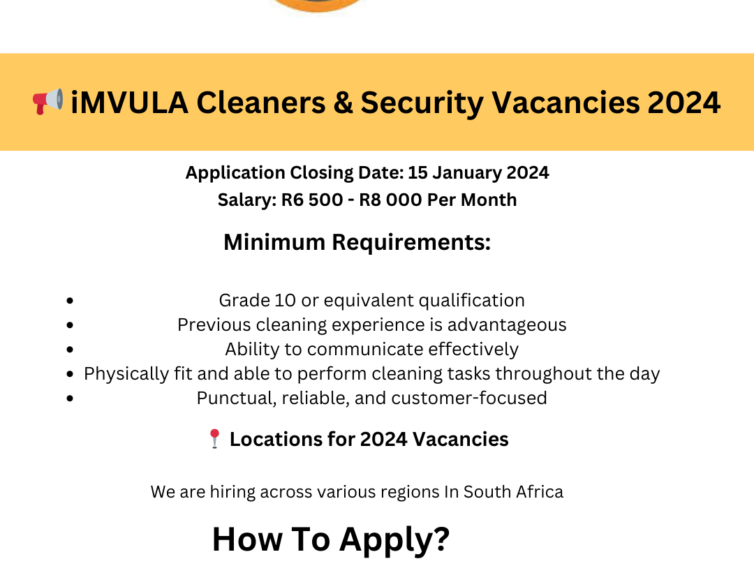 📢 iMVULA Cleaners & Security Vacancies 2024: Join Our Team Today!