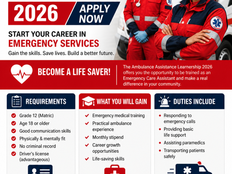 Ambulance Assistance Learnership 2026 – Apply Now for Emergency Medical Training Opportunities